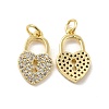 Brass Micro Pave Clear Cubic Zirconia Pendants KK-E068-VB159-1