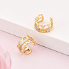Brass Micro Pave Clear Cubic Zirconia Cuff Earrings KK-T074-30G-1