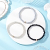 3Pcs Faceted Imitation Jade & Opaque Glass Rondelle Beaded Stretch Bracelets for Women BJEW-JB12563-04-2