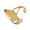 Horse Eye 304 Stainless Steel Open Cuff Bangle Makings with Bezel Tray SA-CBABF3F-02G-04-2