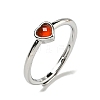 Heart Natural CarnelianAdjustable Rings RJEW-Q818-02P-01-2