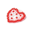 Glass Seed Beaded Heart with Flower Pendants PALLOY-MZ00529-01-3