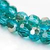 Half Plated Faceted Round Electroplate Glass Beads Strands X-EGLA-D021-42-3