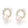 Natural Pearl Ring Stud Earrings PEAR-N020-06P-3