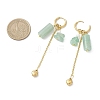 304 Stainless Steel Green Aventurine Heart Tassel Hoop Earrings EJEW-JE06731-02-4