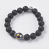 Natural Lava Rock and Synthetic Hematite Beads Stretch Bracelets BJEW-I241-11G-1