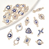 36Pcs 18 Styles Alloy Blue Enamel Connector Charms ENAM-FS0002-97-3