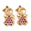 Brass Micro Pave Medium Violet Red Cubic Zirconia Charms ZIRC-A021-59G-1
