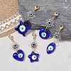 Glass Mixed Shapes with Evil Eye & Brass Sun Pendant Decorations HJEW-JM01522-2