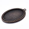 Tibetan Style Alloy Pendant Cabochon Settings TIBEP-N003-17R-3