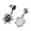 Turtle Natural Paua Shell Stud Dangle Earring EJEW-JE07138-4