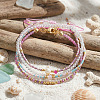 4Pcs 4 Styles Natural Gemstone Round Beaded Bracelets & Glass Seed Beads Adjustable Bracelets & Glass Round Beaded Charm Bracelets Set for Women EV4256-1-1