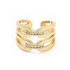 Brass Micro Pave Clear Cubic Zirconia Multi-layer Open Cuff Ring for Women RJEW-Z055-01G-03-2