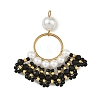 304 Stainless Steel & Glass Seed Beaded Pendants PALLOY-MZ01376-01-1