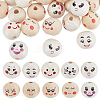 50Pcs 10 Styles Printed Wood European Beads WOOD-UN0001-22B-1
