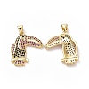 Brass Cubic Zirconia Bird Pendants ZIRC-I062-02G-2