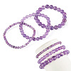 3Pcs Natural Amethyst Beads Stretch Bracelets for Women BJEW-TAC0033-2