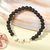 Natural Lava Rock Round Beaded Bracelets BJEW-JB09877-01-2