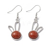 Gemstone Rabbit Dangle Earrings EJEW-A092-05P-2