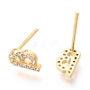 Brass Micro Pave Clear Cubic Zirconia Stud Earrings EJEW-O103-15G-2