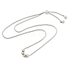 Round Beaded 304 Stainless Steel Pendant Necklaces for Women NJEW-G137-01P-1