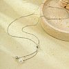 304 Stainless Steel Round Shell Pearl Pendant Lariat Necklaces for Women NJEW-U031-04P-1