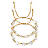 2Pcs Brass Round Beades Braided Bead Bracelets for Women BF4650-2