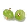 Natural White Jade Dyed Saucer Charms with Rack Plating Golden Tone Brass Bails KK-B103-17B-07-2