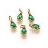 Brass Cubic Zirconia Charms KK-E772-13A-G-2