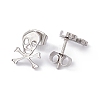 304 Stainless Steel Tiny Hollow Out Skull Stud Earrings for Women STAS-A065-07P-2