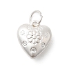 Fine Silver Heart with Flower Pattern Charms STER-A048-21MS-1