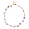 Raw Natural Amethyst Nuggets & Potato Natural Pearl Beaded Necklaces for Women NJEW-JN06480-3