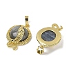 Natural Labradorite Flat Round Shaped Brass Pendants KK-F887-03G-27-2