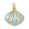 Brass Enamel & Clear Cubic Zirconia Pendants KK-G603-01G-01-1