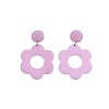 Flower with Flat Round Opaque Acrylic Dangle Stud Earrings FS-WG69462-03-2