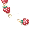 Brass Enamel Red Strawberry Link Chain Bracelet Makings AJEW-JB01420-2