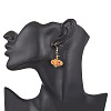 Halloween Theme Pumpkin Handmade Glass Seed Beaded Dangle Earrings EJEW-MZ00476-3