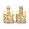 Alphabet Brass Micro Pave Clear Cubic Zirconia Pendants ZIRC-O045-01G-D-2
