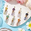 7Pcs 7 Styles Natural Mixed Stone Round Beaded Flower Pendants HJEW-JM03042-1