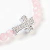 Natural Rose Quartz Beads Stretch Bracelets BJEW-JB03925-02-2