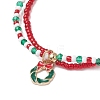Christmas Glass Seed Beads & Glass Beads Multi-layered Bracelets BJEW-MZ00240-02-3