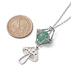 Natural Green Aventurine Interchangeable Holder Pendant Necklace for Women NJEW-JN04631-01-3