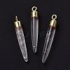 Natural Quartz Crystal Brass Pointed Pendants G-B025-02LG-04-2