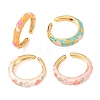 Brass Enamel Cuff Open Rings RJEW-P183-05G-M-5