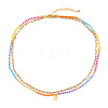 Colorful Glass Seed Beaded Initial Pendant Double Layer Necklaces QS3881-23-1