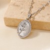 Elegant Brass Clear Cubic Zirconia Rose Oval Pendant Necklaces XA5195-4