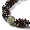 4Pcs Natural Crackle Agate & Indian Agate & Natural Agate & Synthetic Hematite and Coconut Beads Stretch Bracelets Set for Women Men BJEW-JB08937-5