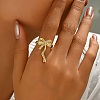 Brass Micro Pave Cubic Zirconia Cuff Rings for Women UD9678-2-1
