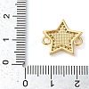 Rack Plating Brass Micro Pave Clear Cubic Zirconia Star Connector Charms KK-K385-097G-3