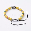 Handmade Polymer Clay Braided Beads Bracelets BJEW-JB05054-04-2